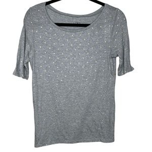 LOFT Outlet Gray with Gold Polka Dots Tee Shirt Size XS NWT